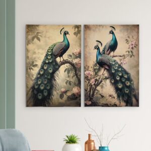 Brezza Peacock Set of 2 Canvas Picture Frames - 40x60cm